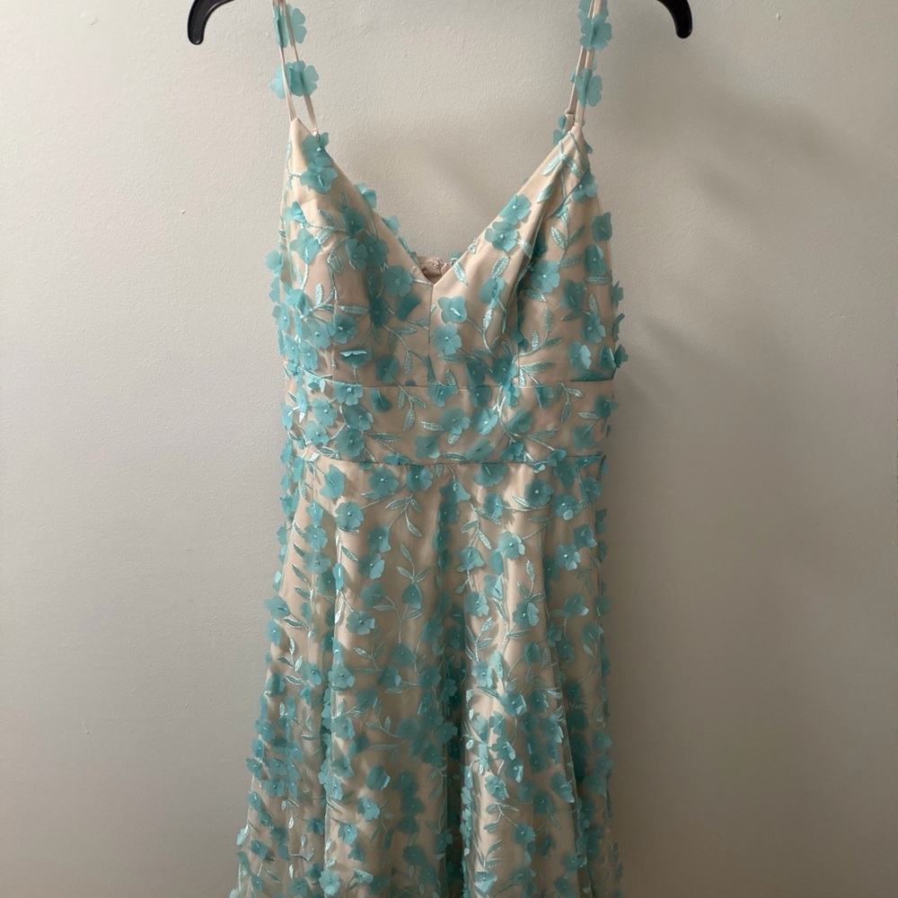 Eliza J Aqua Floral Midi Dress - Picture 7 of 7